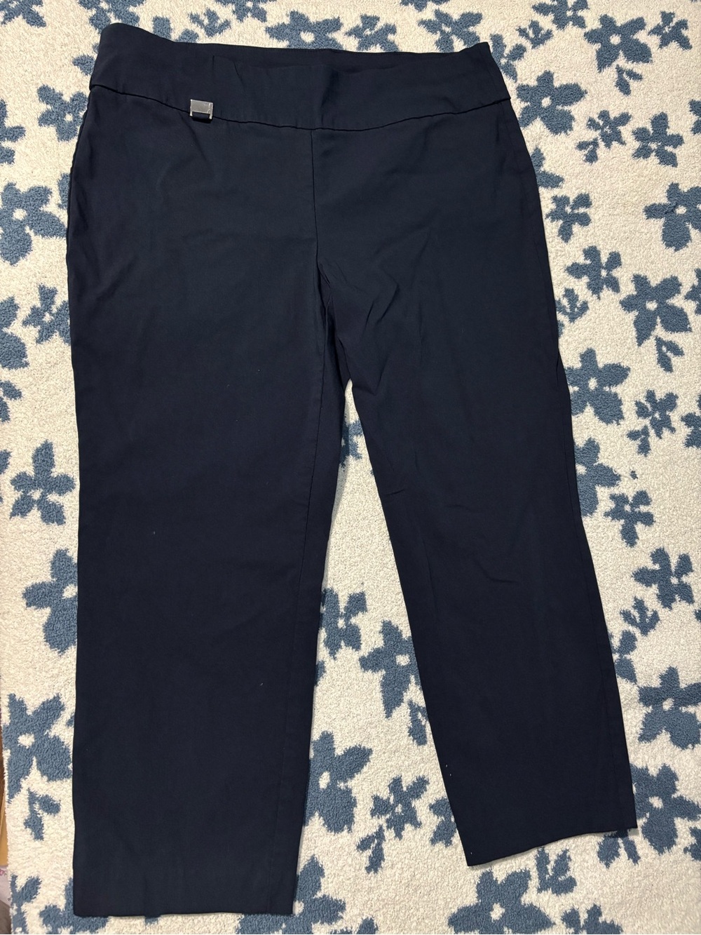 Alfani Navy Blue Pull-On Stretch Capri Pants Size 12